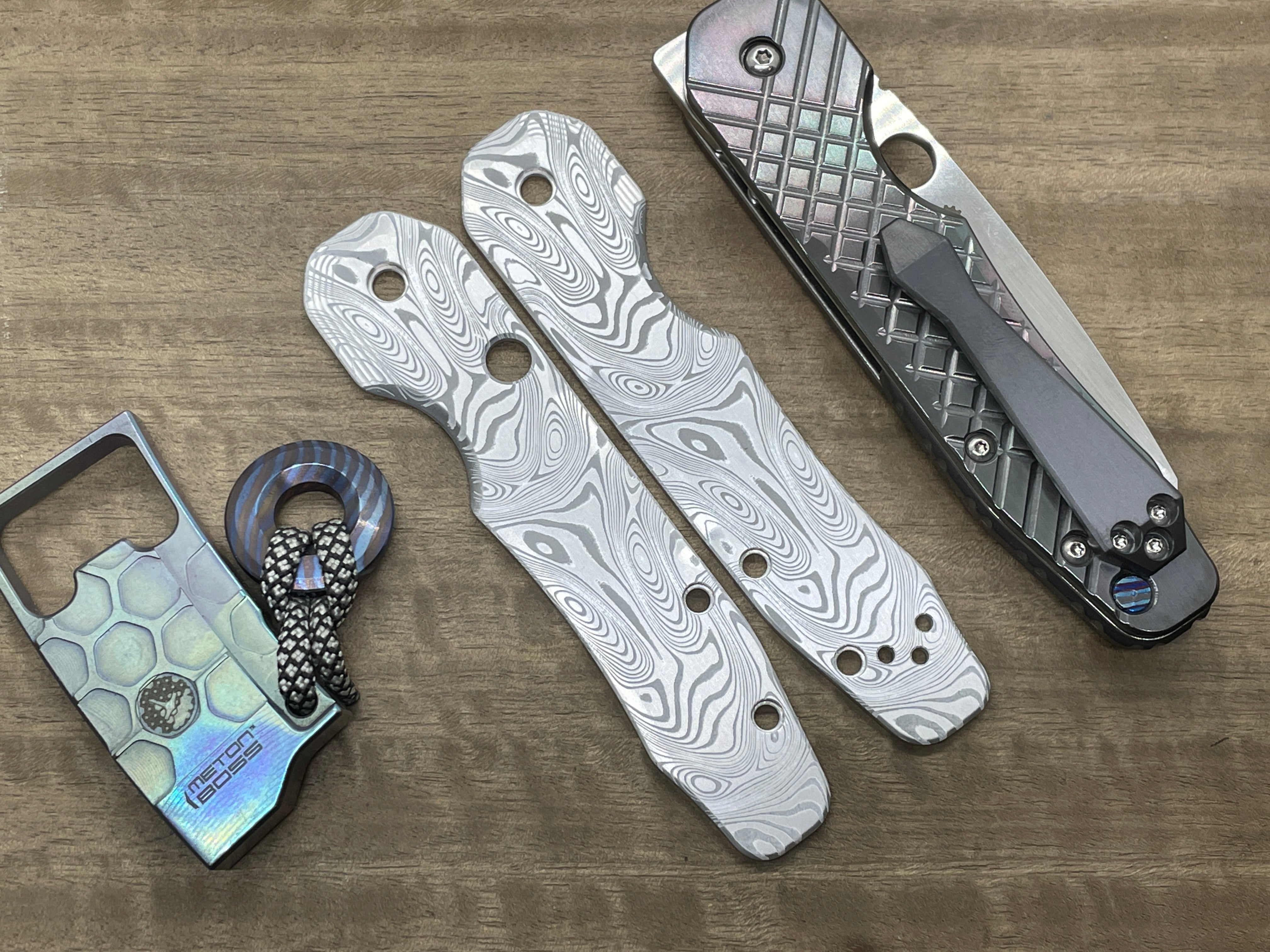 Dama FISH pattern Aerospace Aluminum Scales for Spyderco SMOCK – Metonboss