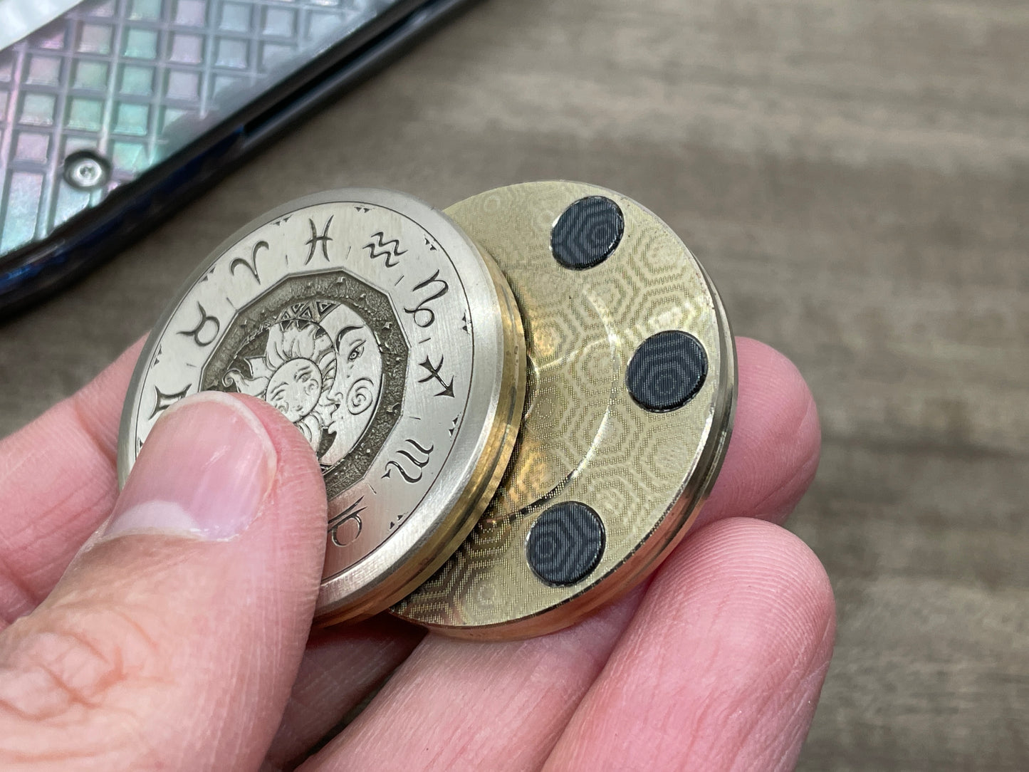 Sun and Moon Brass CLICKY HAPTIC Coins idea Fidget