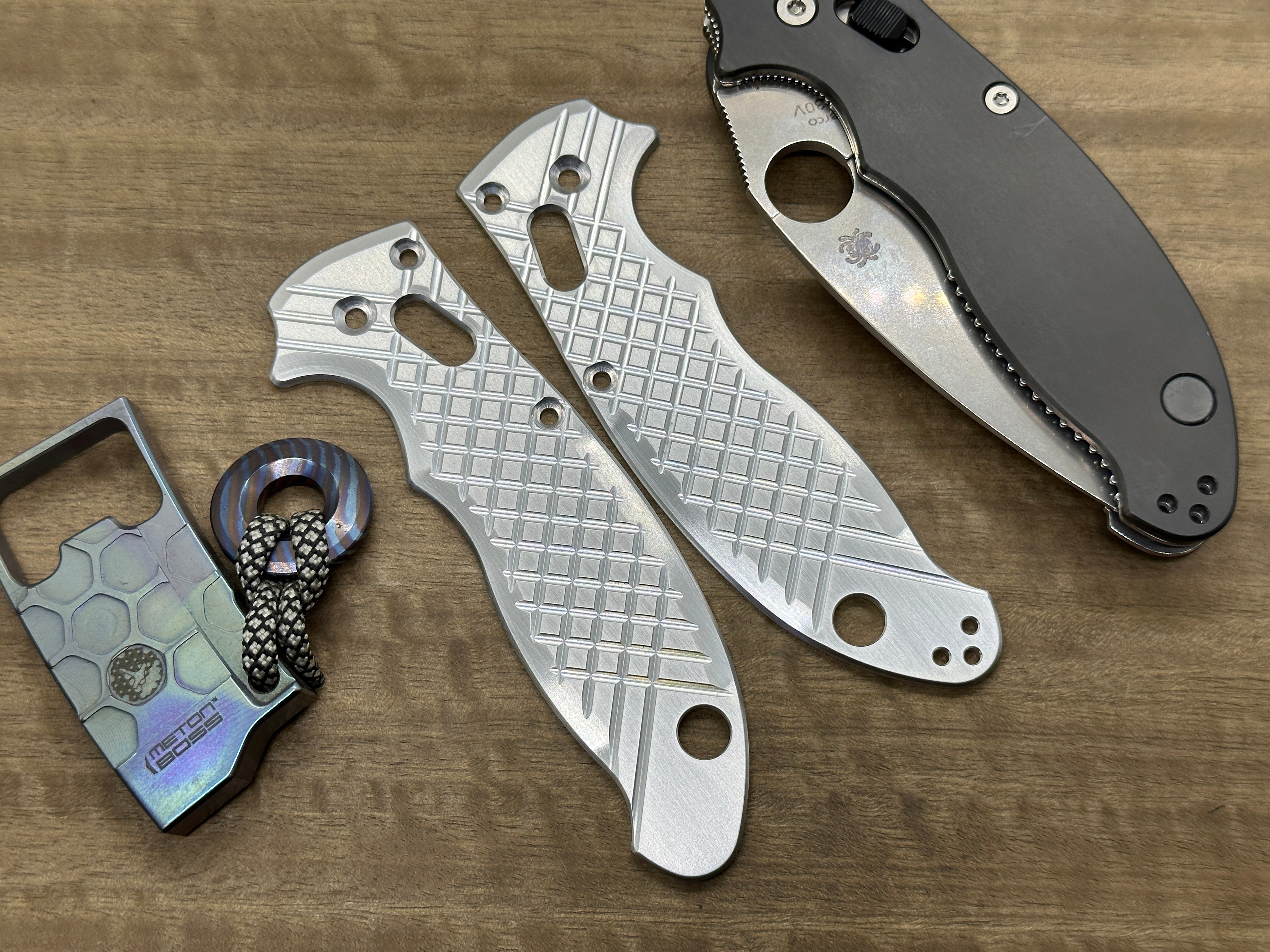 Brushed Frag Milled Aerospace Grade Aluminum Scales For Spyderco Manix 