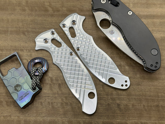 Brushed FRAG milled Aerospace grade Aluminum Scales for Spyderco MANIX 2
