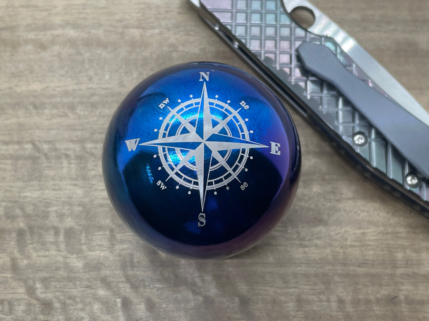 2.15" COMPASS Flamed Titanium Giga SPHERE +Glow in the dark stand
