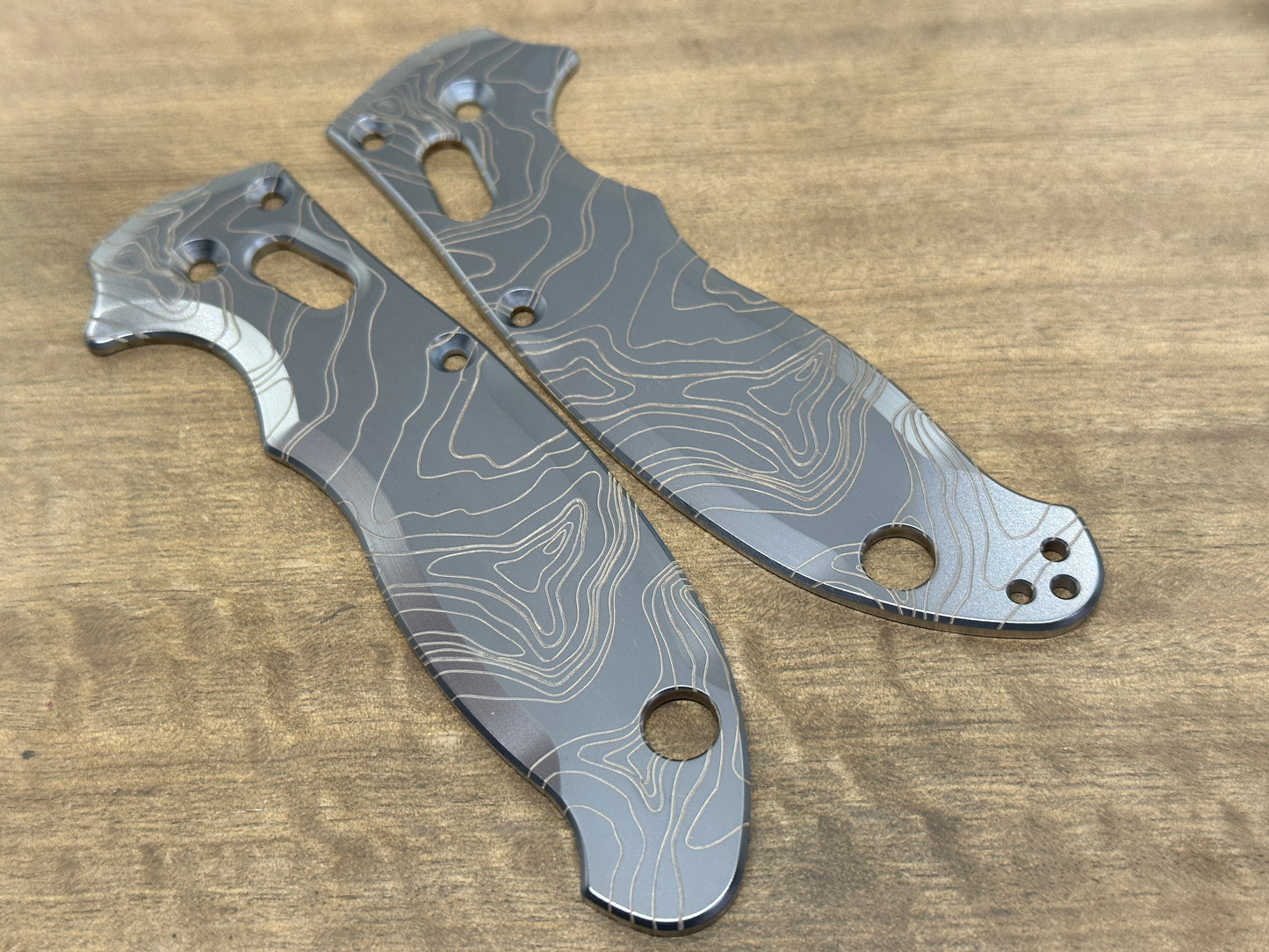 Black TOPO engraved Titanium scales for Spyderco MANIX 2