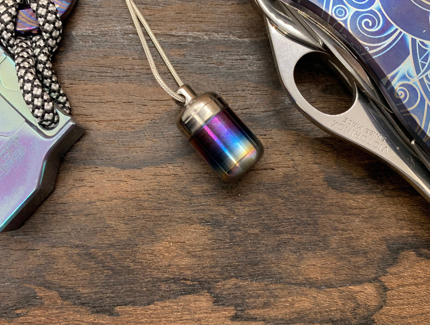 Keychain Rainbow Flamed Pet urns for dogs Titanium Urn Pet memorial Dog
