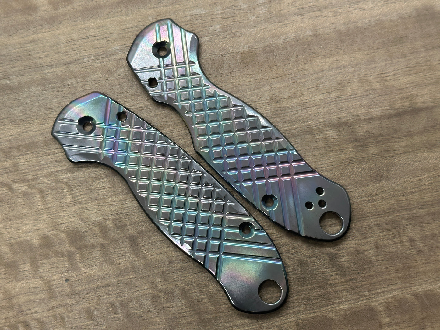 OIL Slick FRAG milled Zirconium scales for Spyderco Para 3