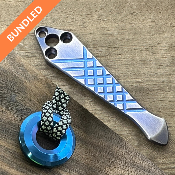 Matching Clip + Bead Spyderco Shaman<br>Titanium Frag - Spidy Tip