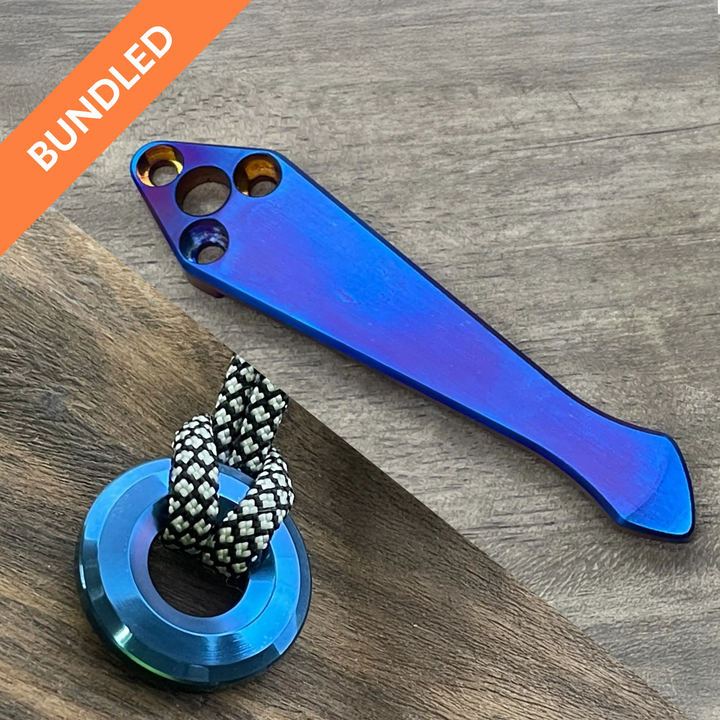 Matching Clip + Bead Spyderco Shaman<br>Titanium Standard - Spidy Tip