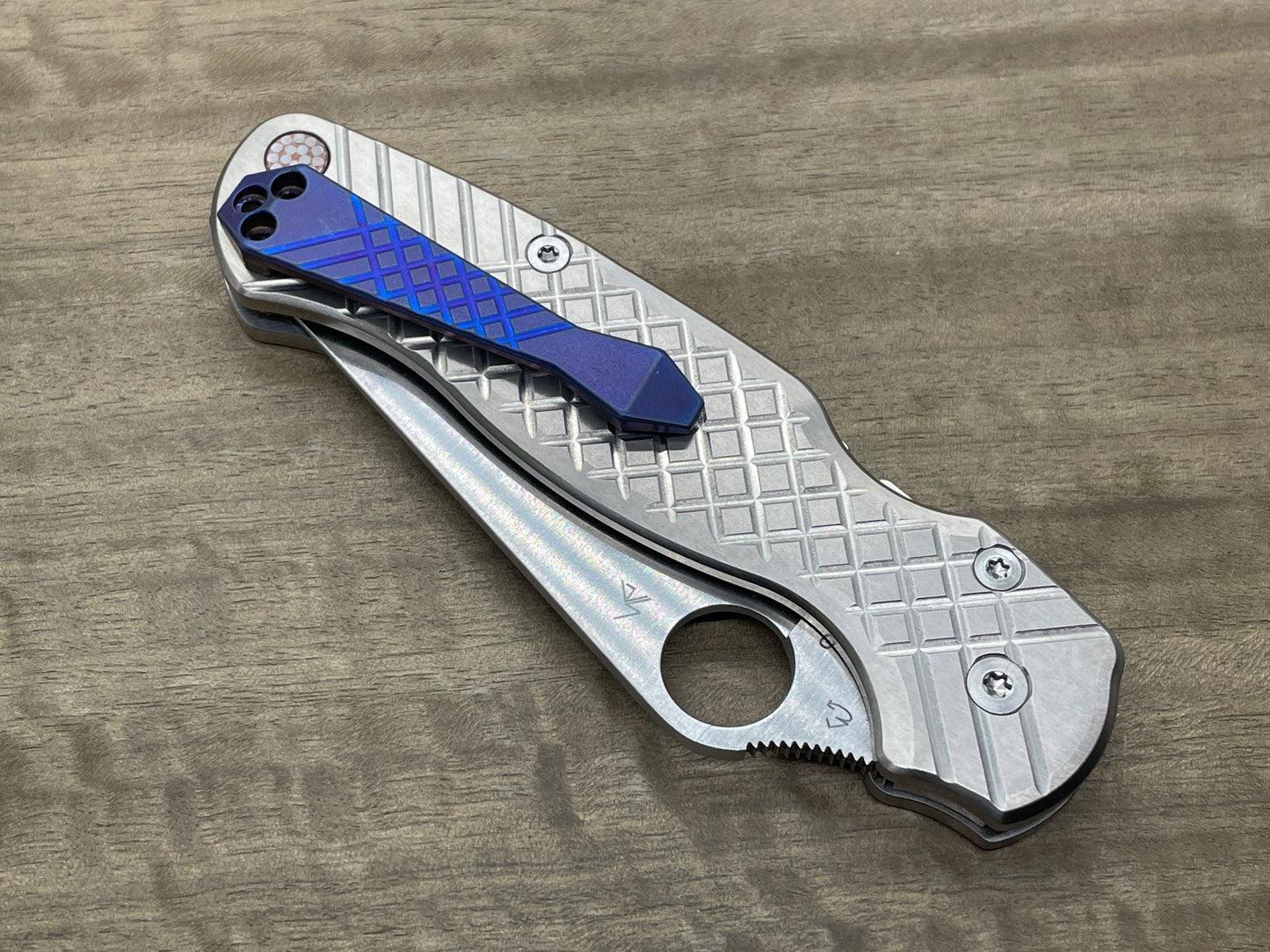 Tumbled Flamed FRAG Cnc milled Titanium CLIP for most Spyderco models