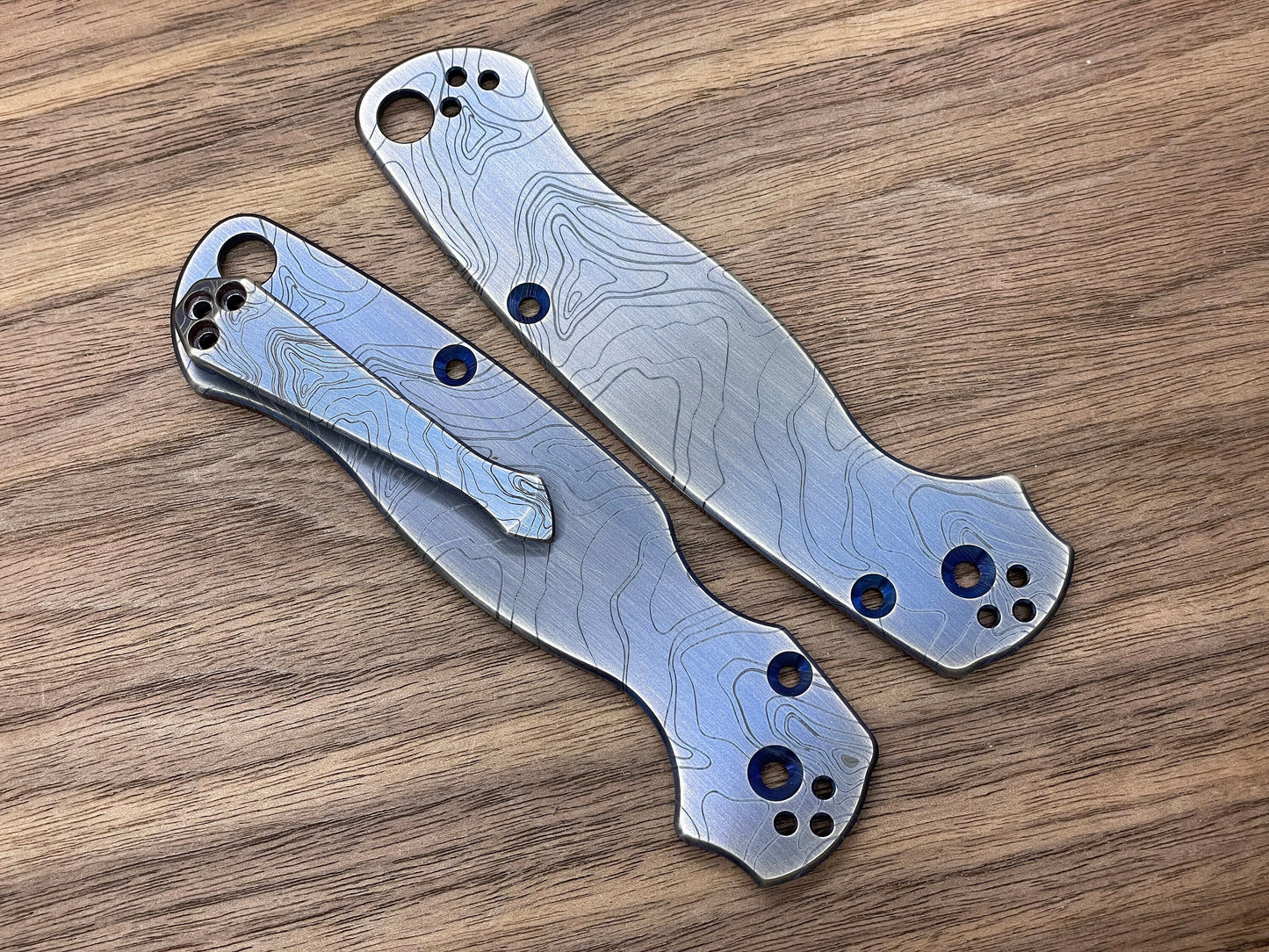 TOPO Blue Ano Brushed SPIDY Titanium CLIP for most Spyderco models