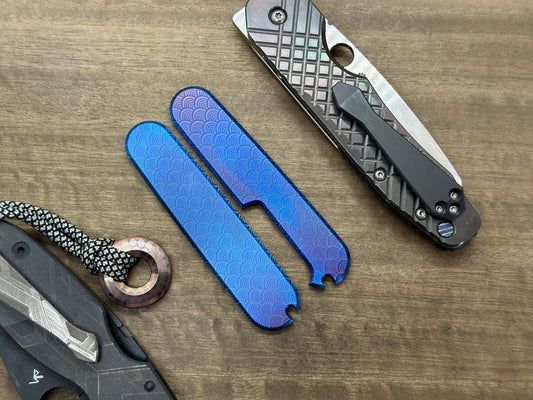 Flamed SEIGAIHA 91mm Titanium Scales for Swiss Army SAK