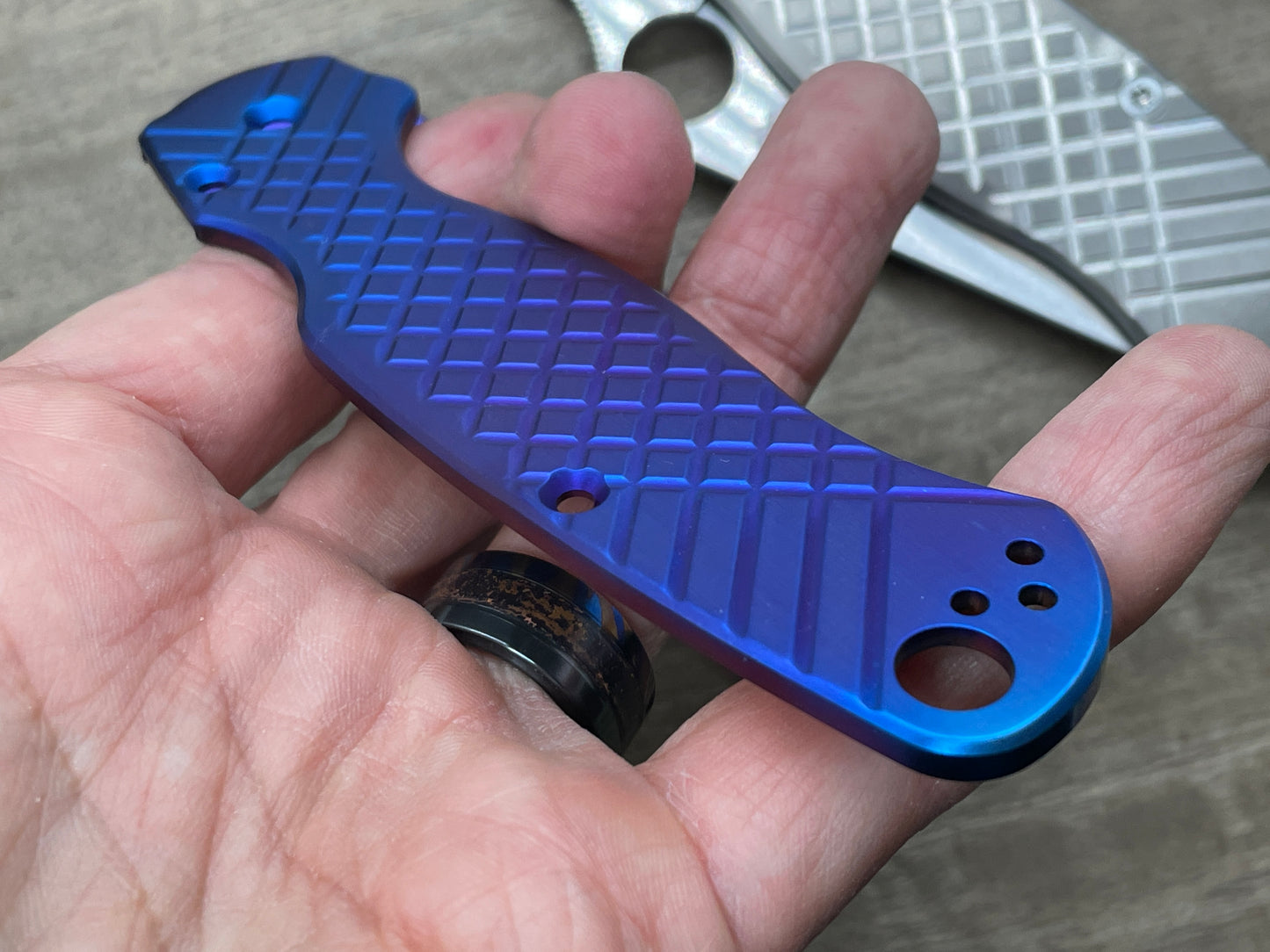 Flamed FRAG milled Titanium scales for Spyderco Paramilitary 2 PM2