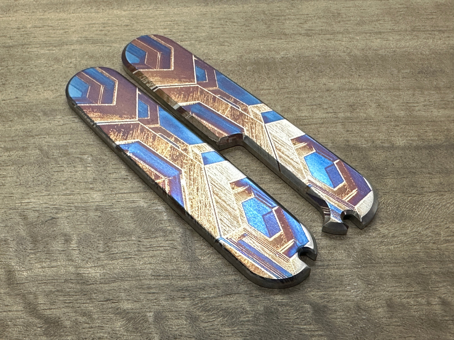 FALCON 91mm heat ano engraved Titanium Scales for Swiss Army SAK