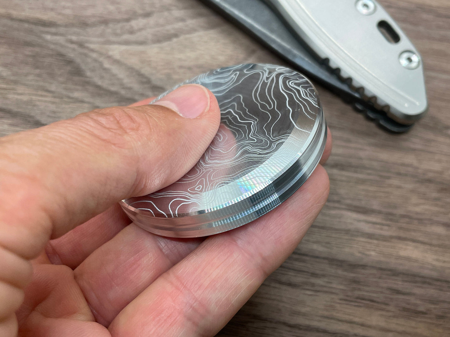 4 sizes TOPO engraved Aerospace grade Aluminum Worry Coin