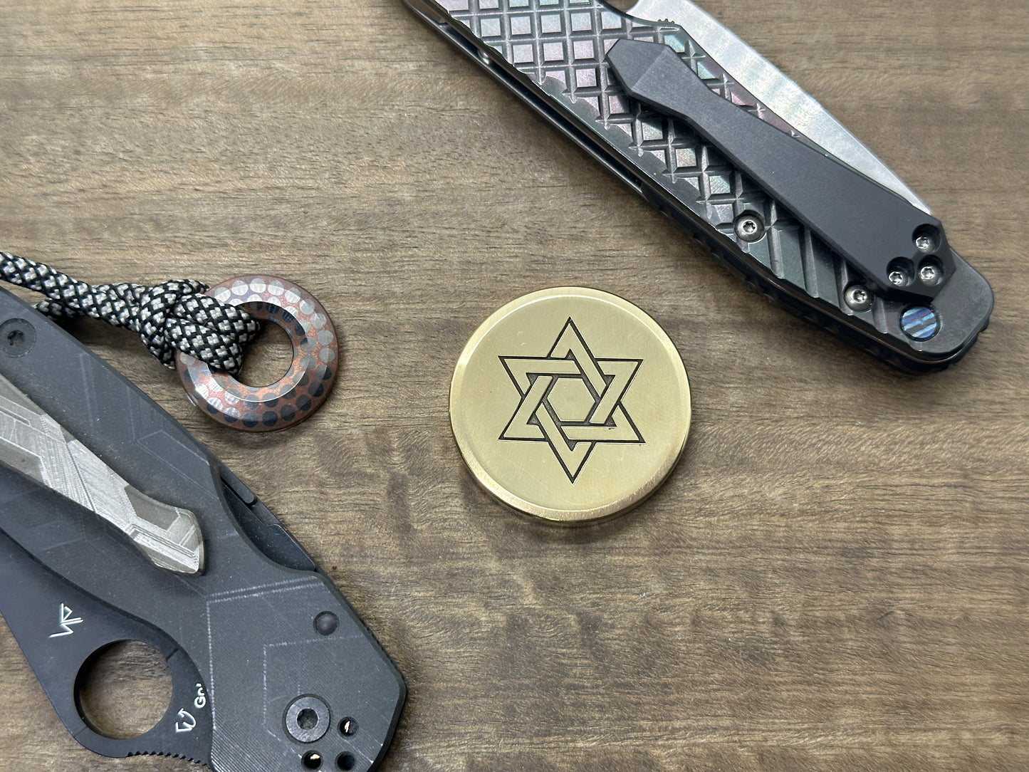 3 Sizes Stars of David engraved Brass Worry Coin