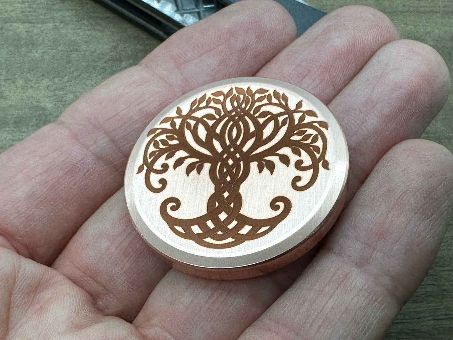 3 Sizes TREE of LIFE / Celtic Cross Copper Worry Coin