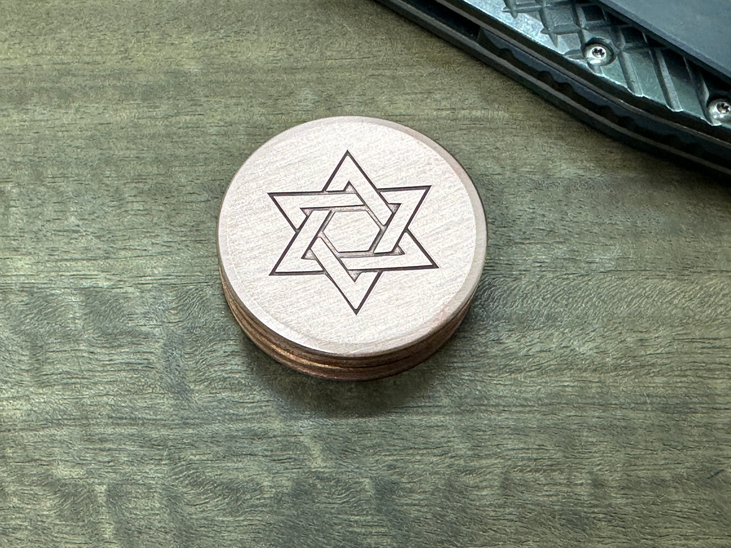 Stars of David engraved HAPTIC Coins CLICKY Copper Fidget