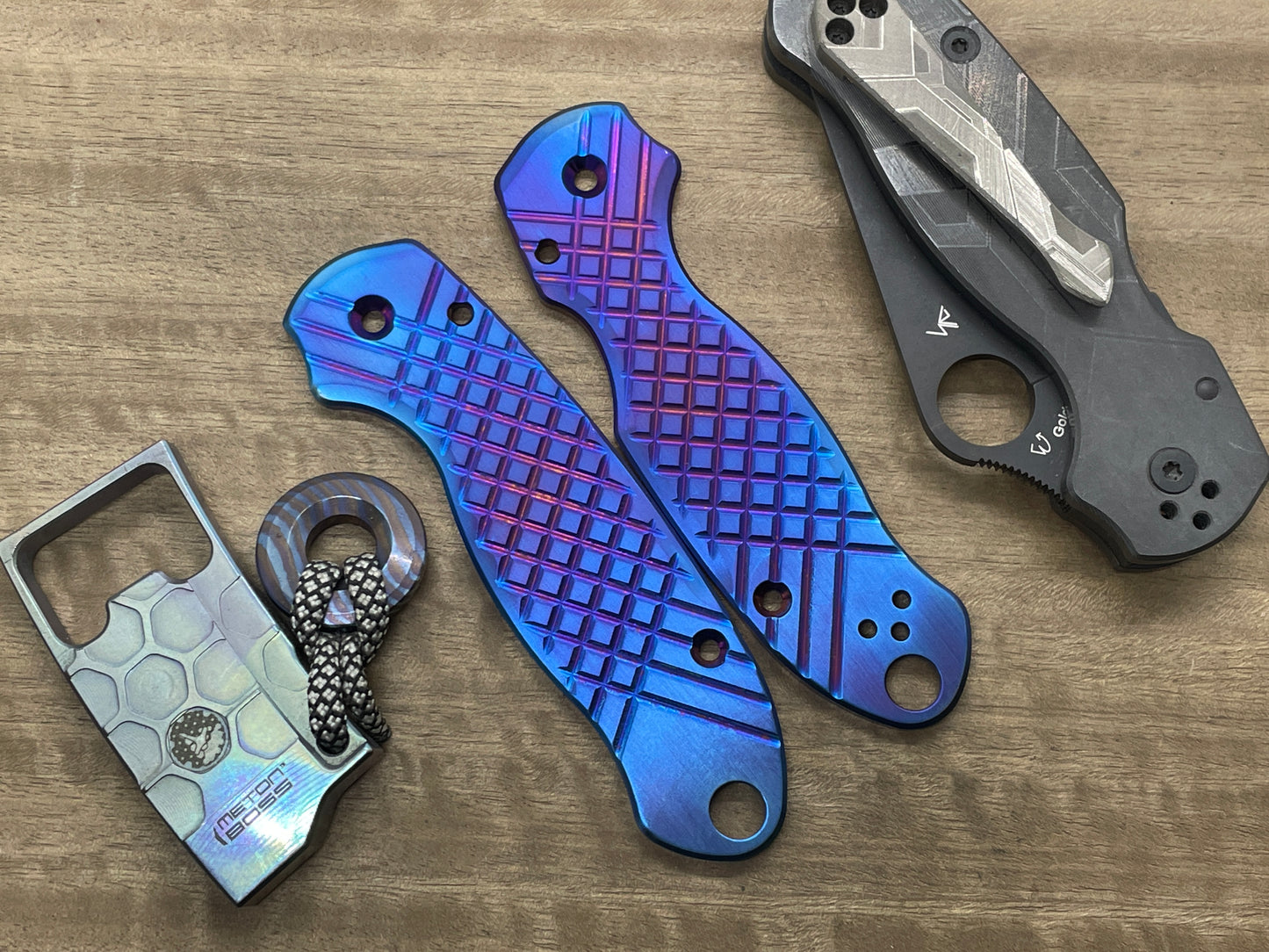 Flamed FRAG milled Titanium scales for Spyderco Para 3