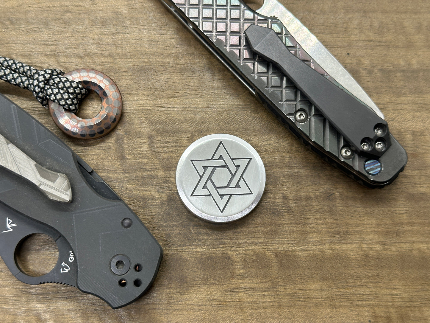 4 sizes Stars of David engraved Aluminum Worry Coin