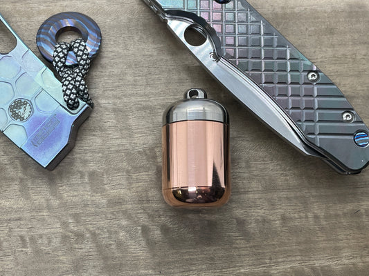 Keychain Copper Titanium Pill Box Pocket Pill Case Stash box Meton-Vault