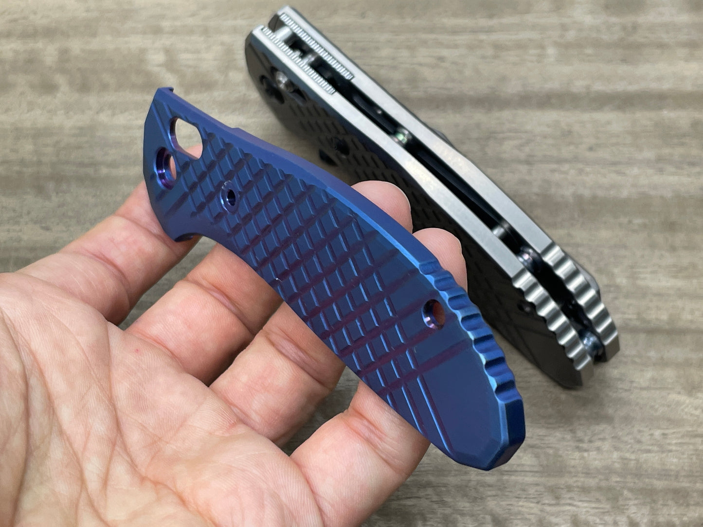 FRAG milled BLUE Ano Titanium Scales for Benchmade GRIPTILIAN 551 & 550