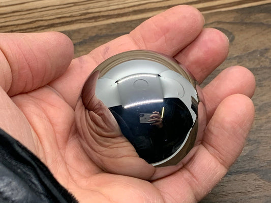 50mm High polished Solid Tungsten Carbide Sphere Ball + Glow in the dark stand Every day carry MetonBoss EDC Fiance gift for Anxiety relief