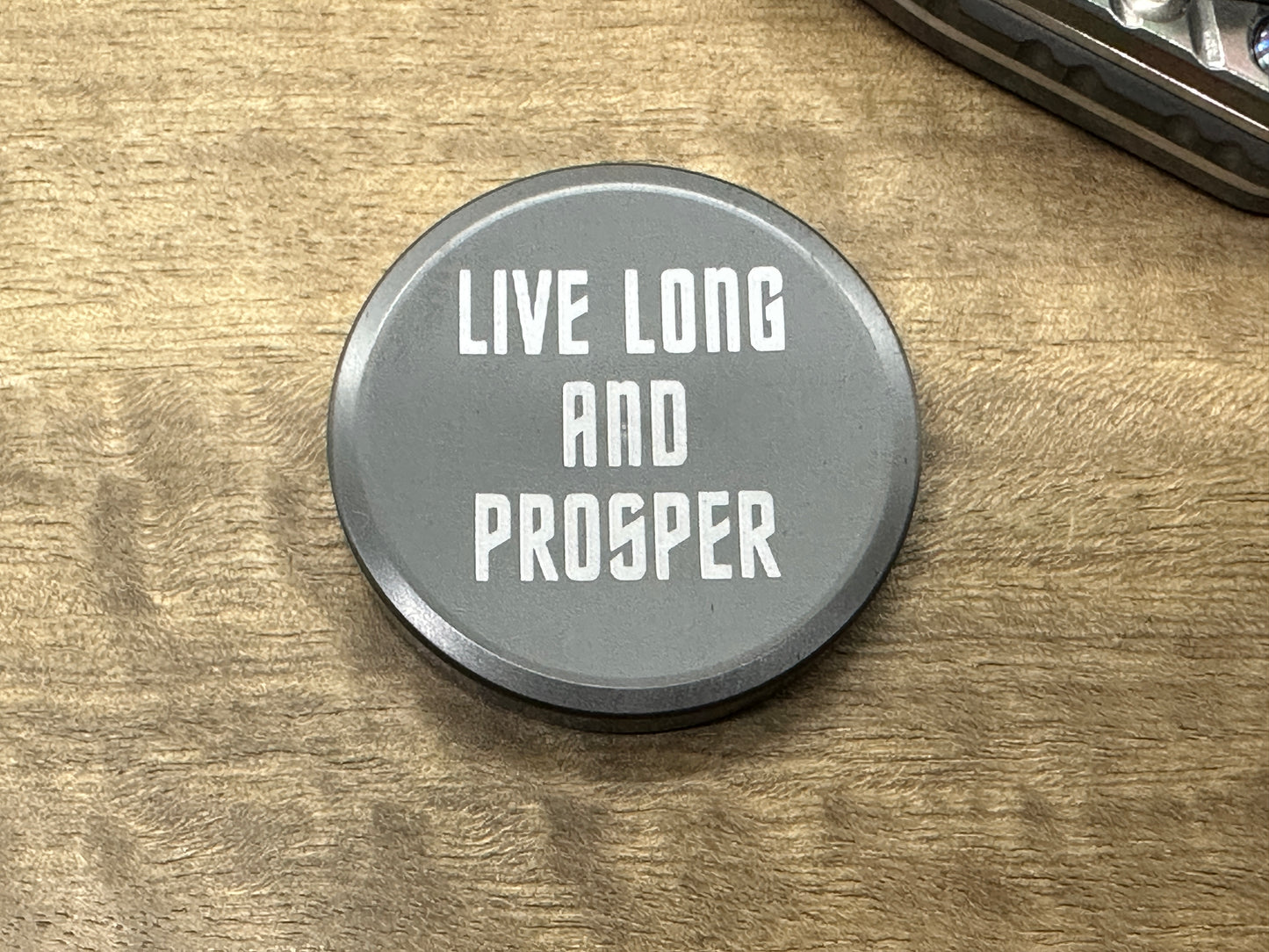 4 sizes LIVE LONG and PROSPER engraved Black Zirconium Worry Coin