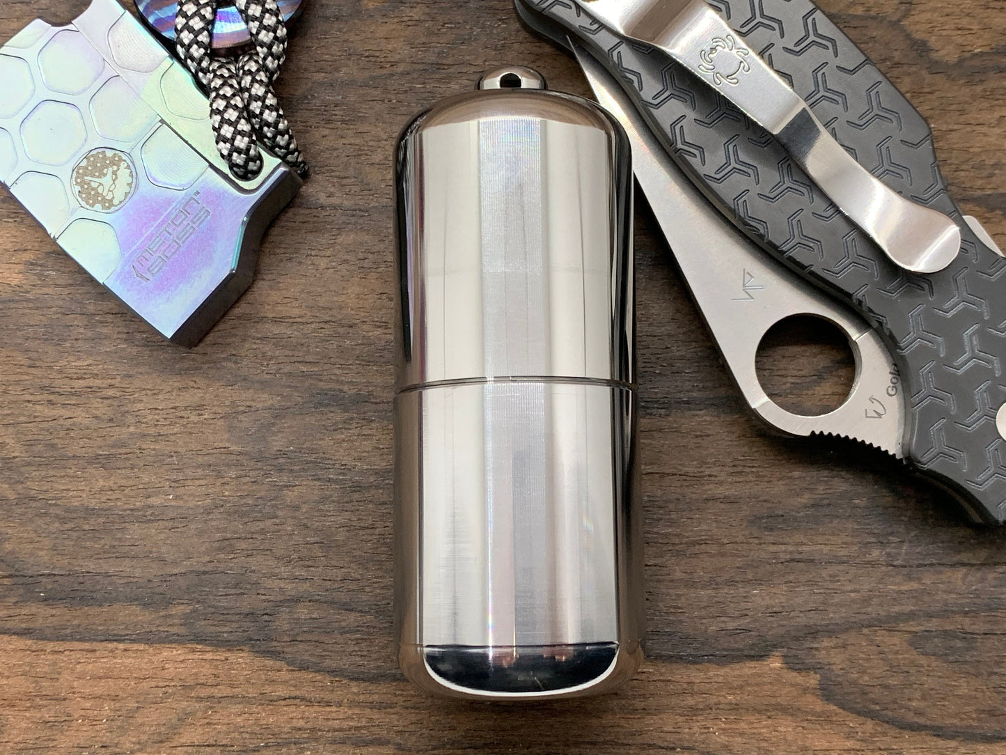 Keychain Tall-XL Meton-Vault Pill box Stash box Stainless Steel Pill Case