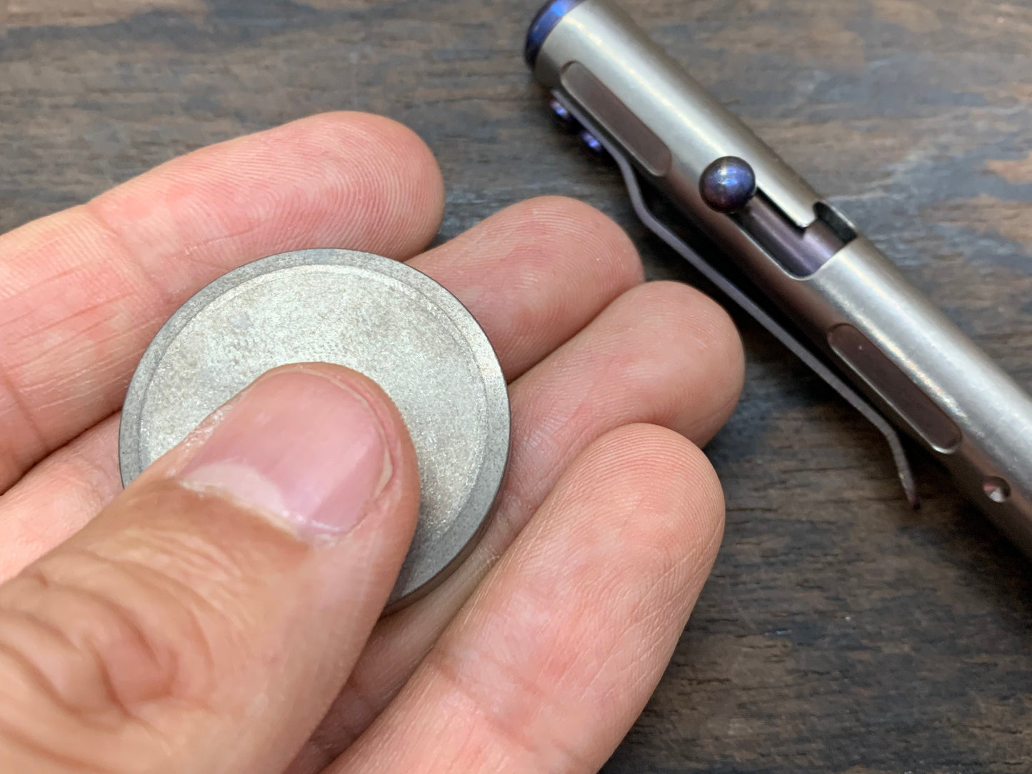 4 sizes Tumbled Titanium Worry Coin
