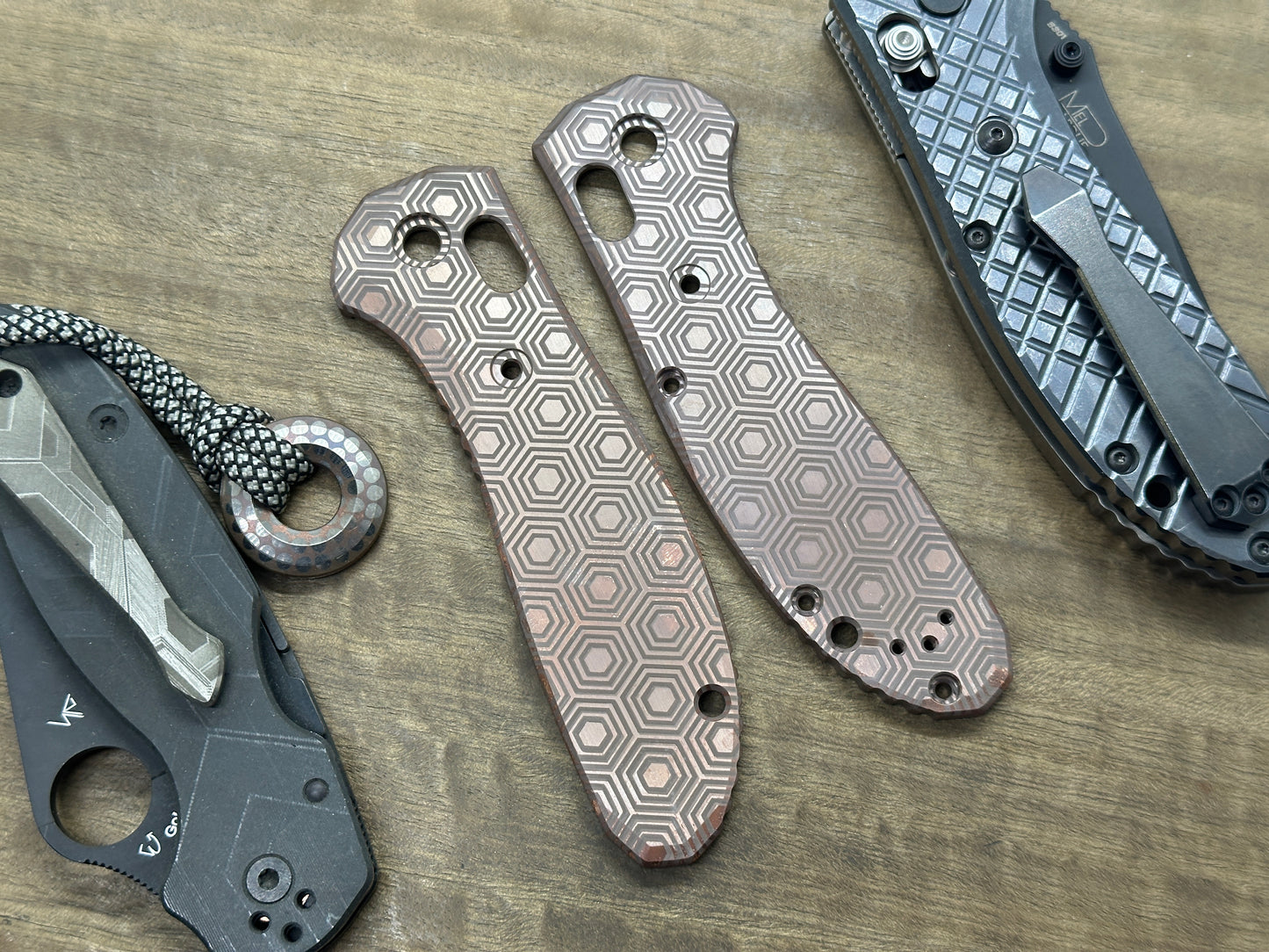 HONEYCOMB Dark engraved COPPER Scales for Benchmade GRIPTILIAN 551 & 550