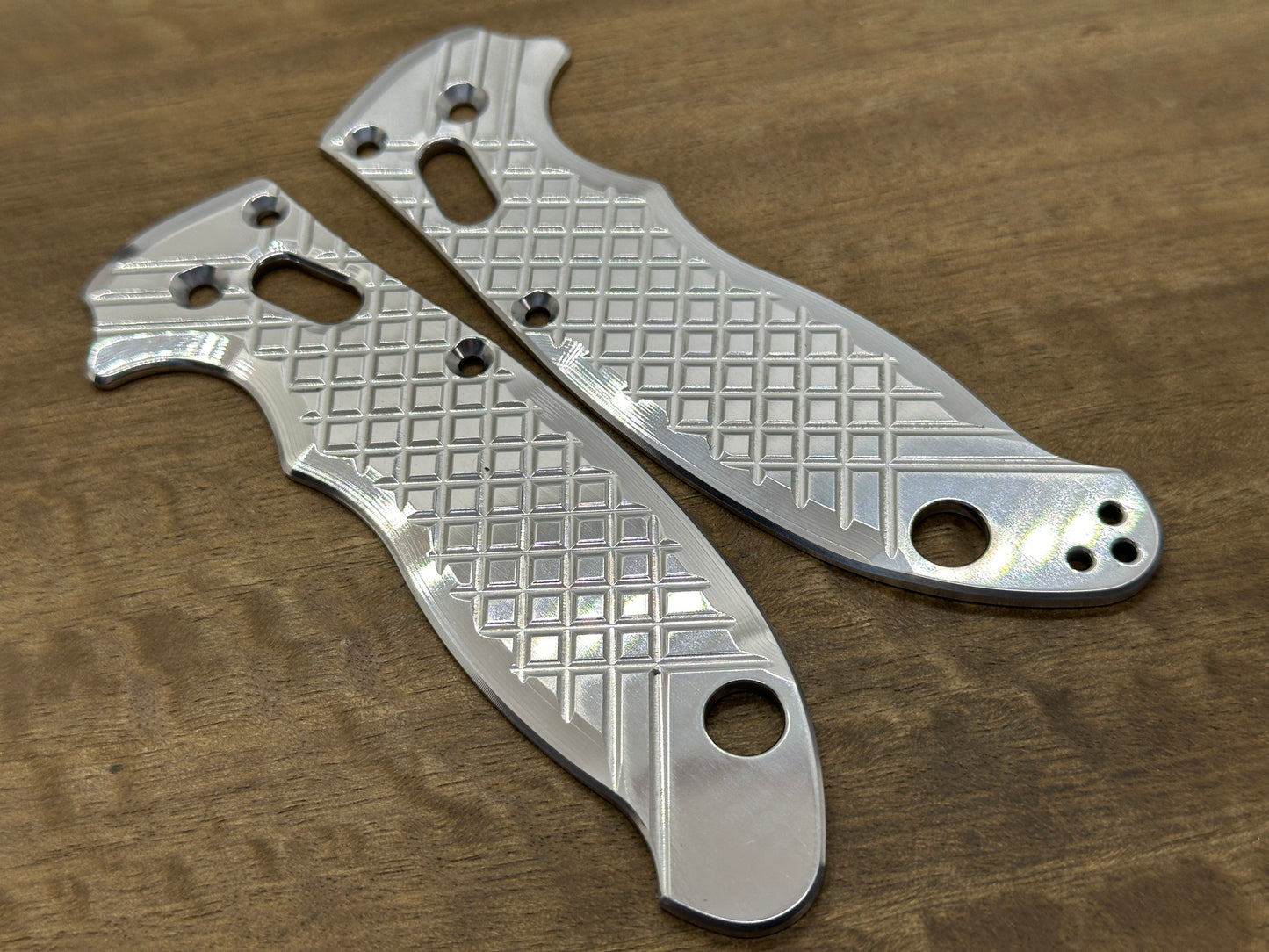 Polished FRAG milled Aerospace grade Aluminum Scales for Spyderco MANIX 2