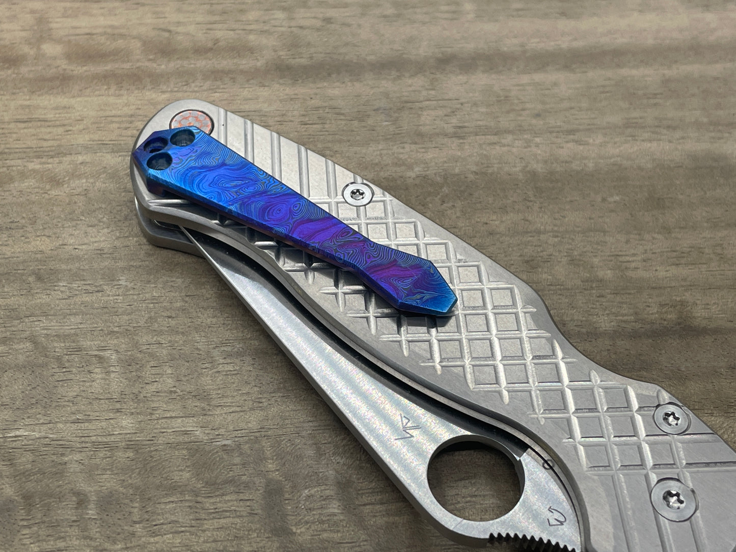 Dama TWIST Flamed Dmd Titanium CLIP for most Spyderco models