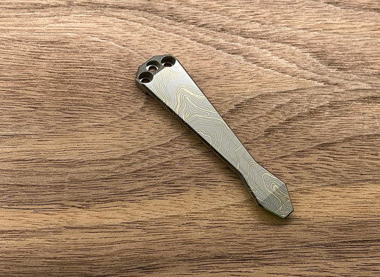 Black TOPO engraved Dmd Titanium CLIP for most Benchmade models