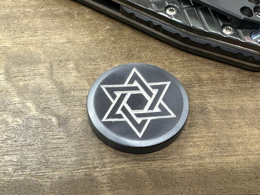 4 sizes Stars of David engraved Black Zirconium Worry Coin