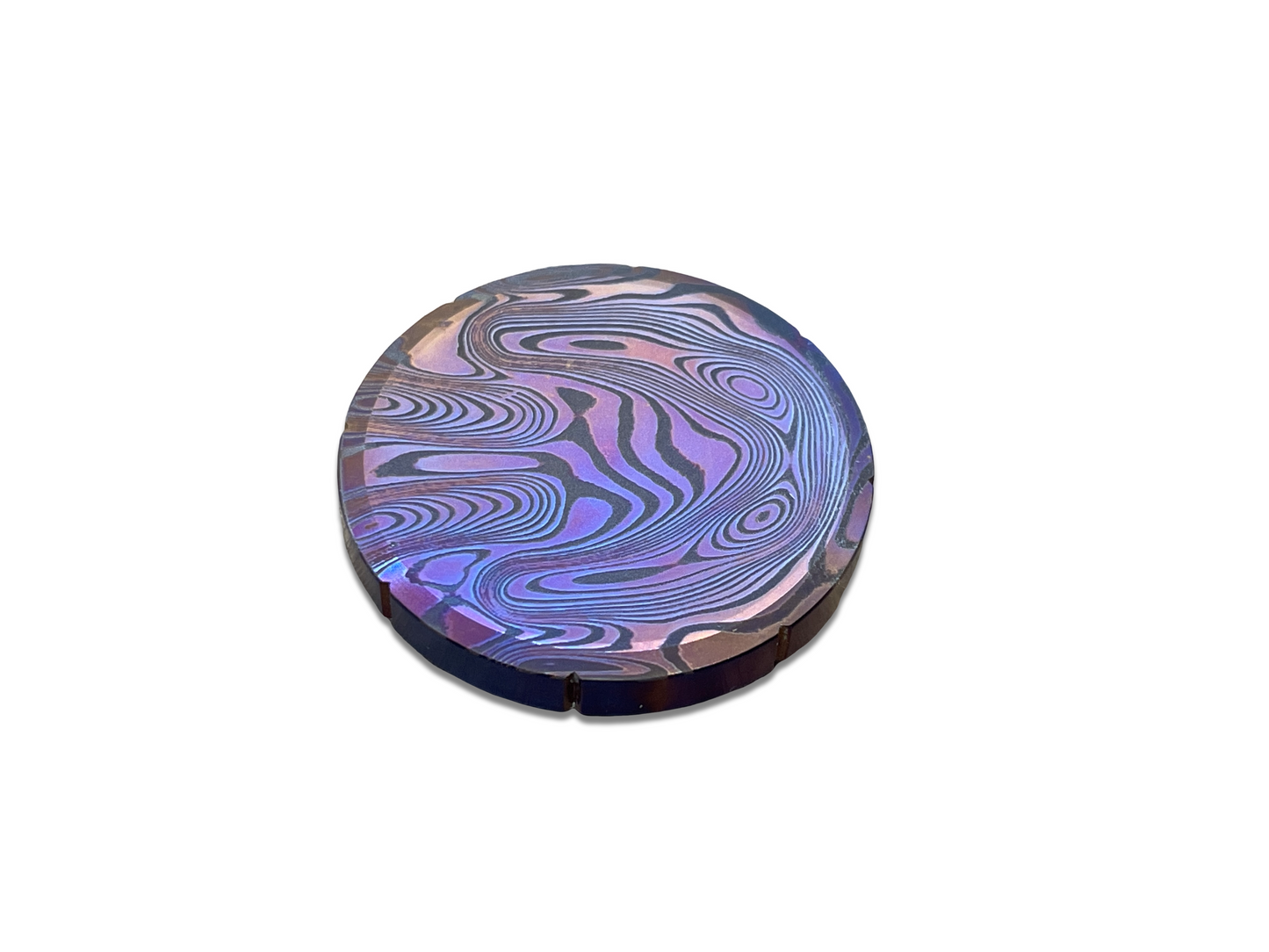 Flamed Dama FISH pattern engraved Titanium Spinning Worry Coin Spinning Top