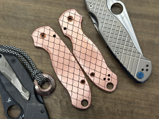 DRAGONSKIN engraved Copper Scales for Spyderco Para 3