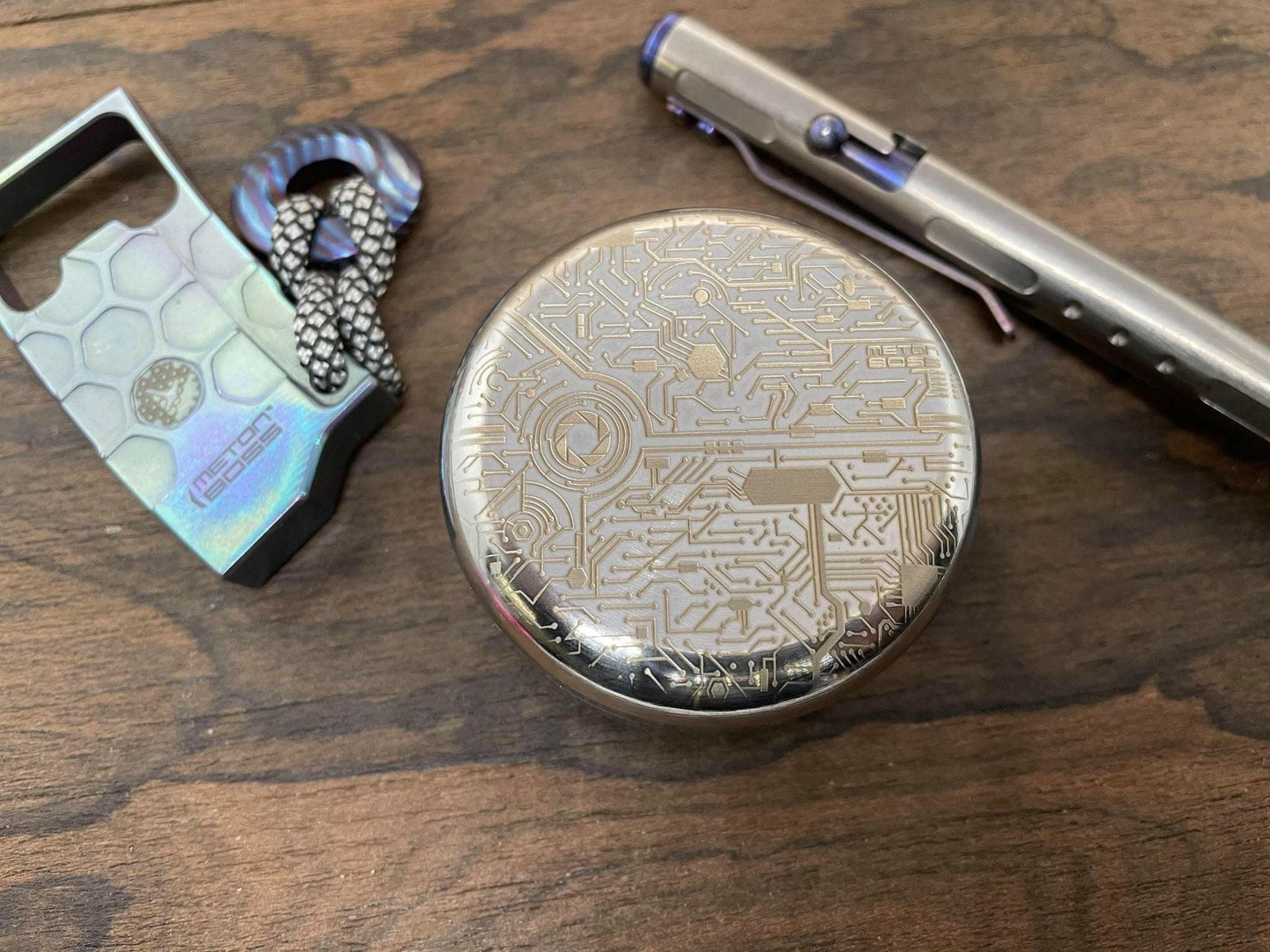 GIGA CIRCUIT BOARD engraved Titanium Meton-Vault Candy Box Pill Box Stash box