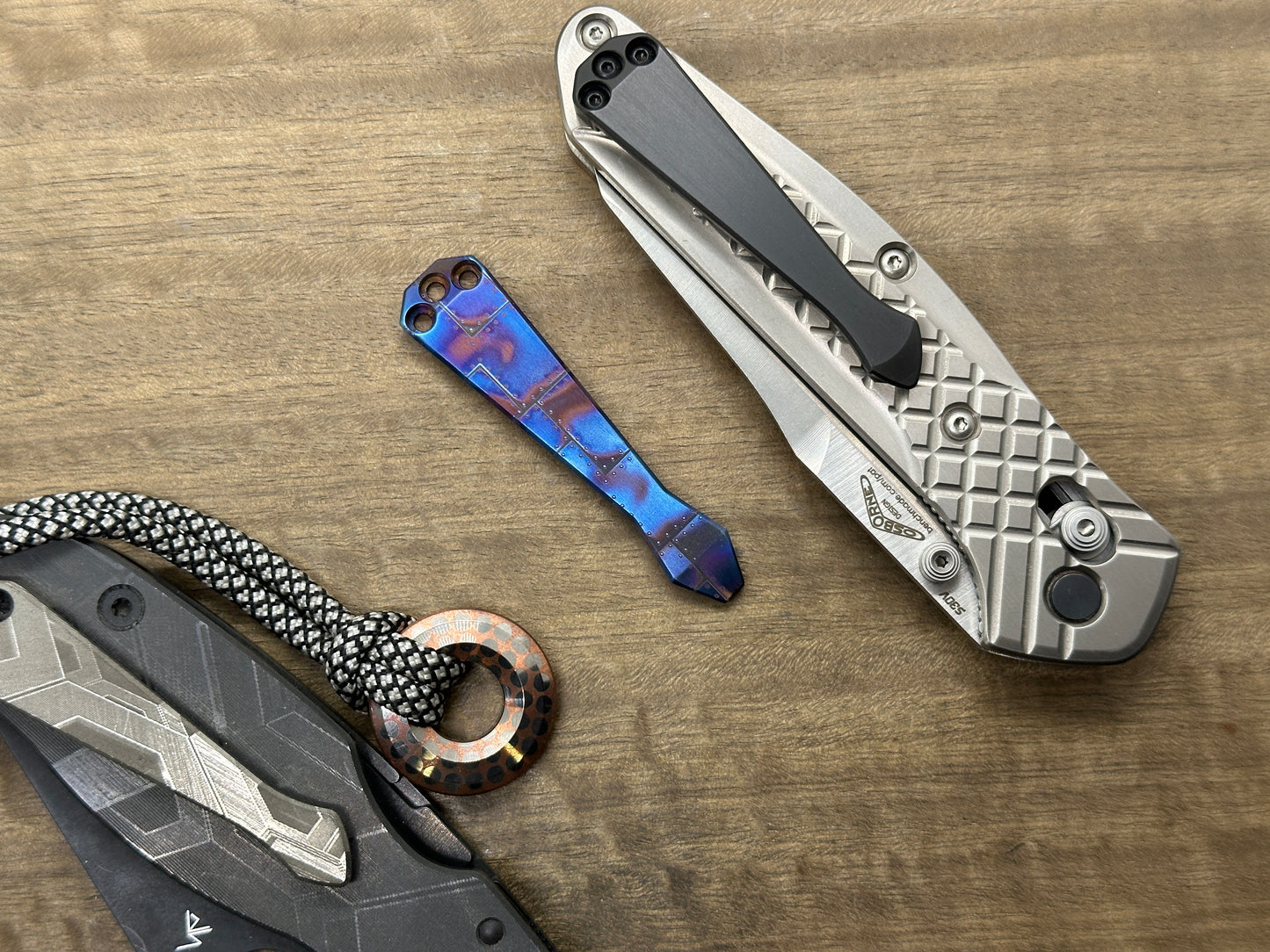Flamed RIVETED Airplane engraved Dmd Titanium CLIP for most Benchmade models