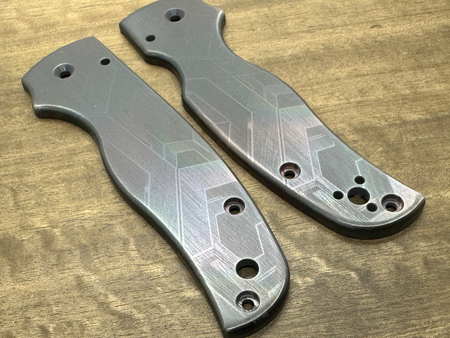 FALCON Oil Slick Brushed Zirconium Scales for SHAMAN Spyderco