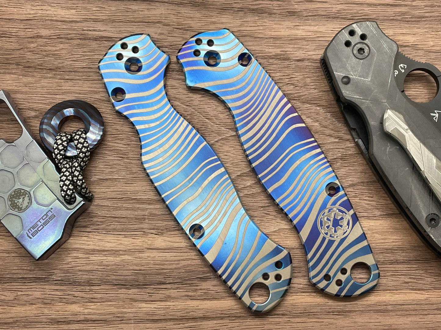 Flamed BESKAR Mandalorian Titanium scales for Spyderco Paramilitary 2 PM2