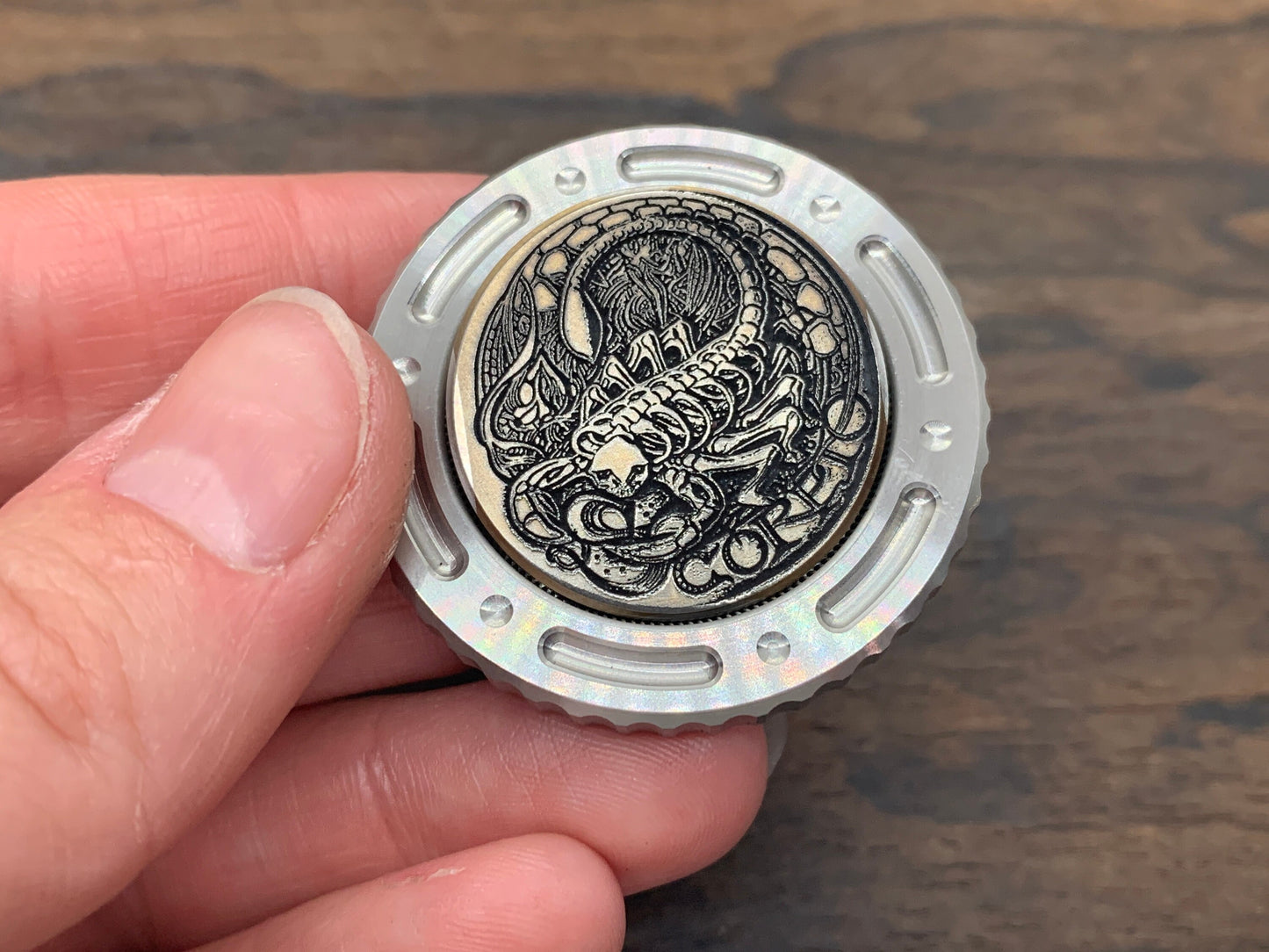 Deep engraved SCORPIO Zodiac Titanium Coin for Billetspin Gambit