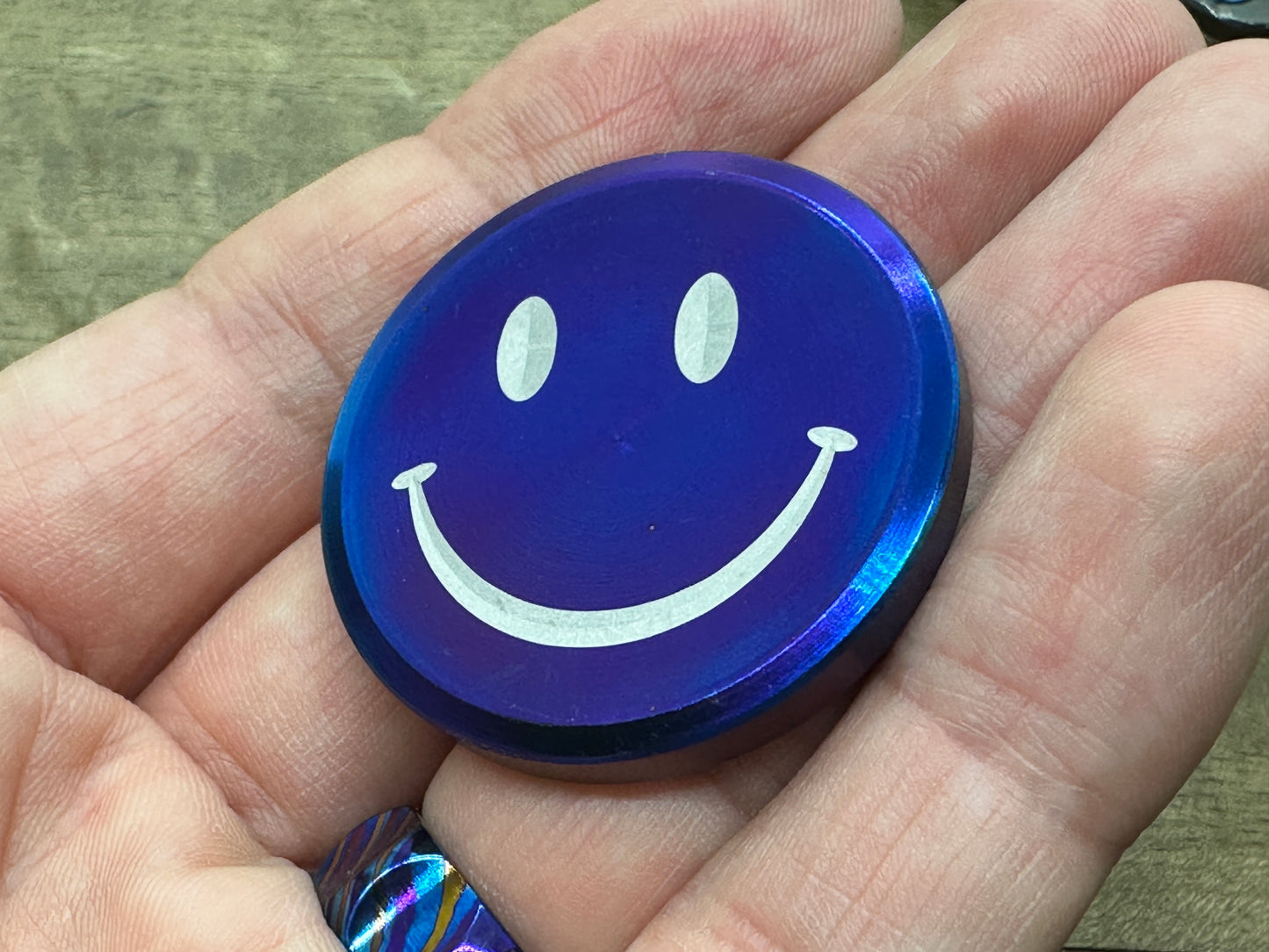 4 sizes Smiley - Sad (Yes-No decision maker) Flamed Titanium Worry Coin