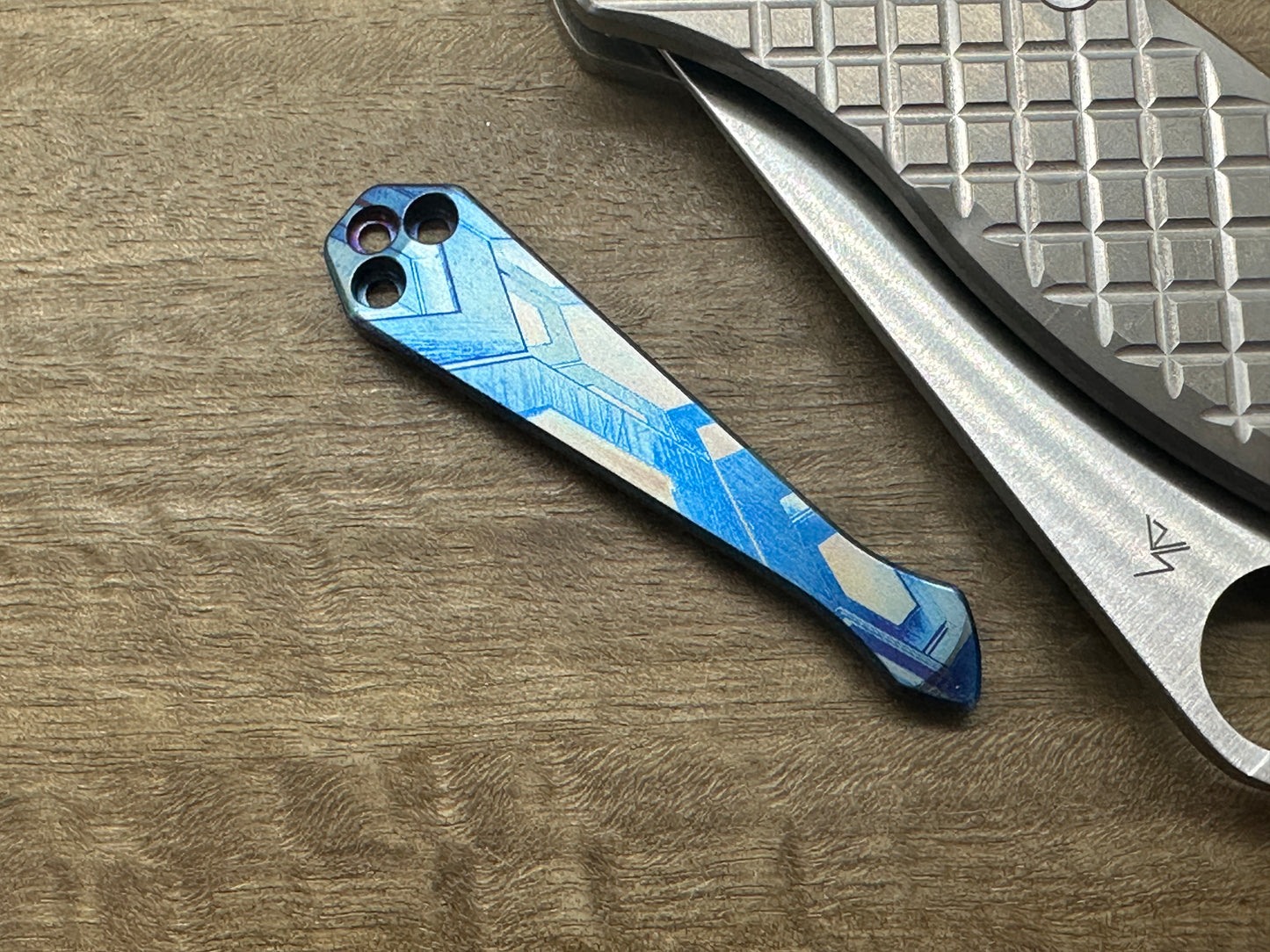 Blue FALCON Spidy heat ano engraved Titanium CLIP for most Spyderco models