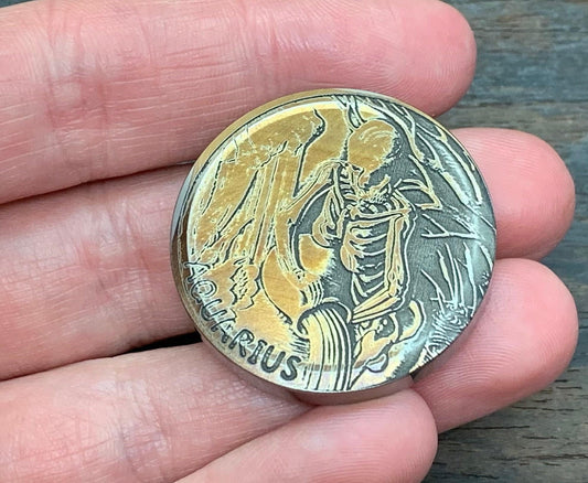 4 sizes AQUARIUS engraved Titanium Worry Coin Challenge Coin