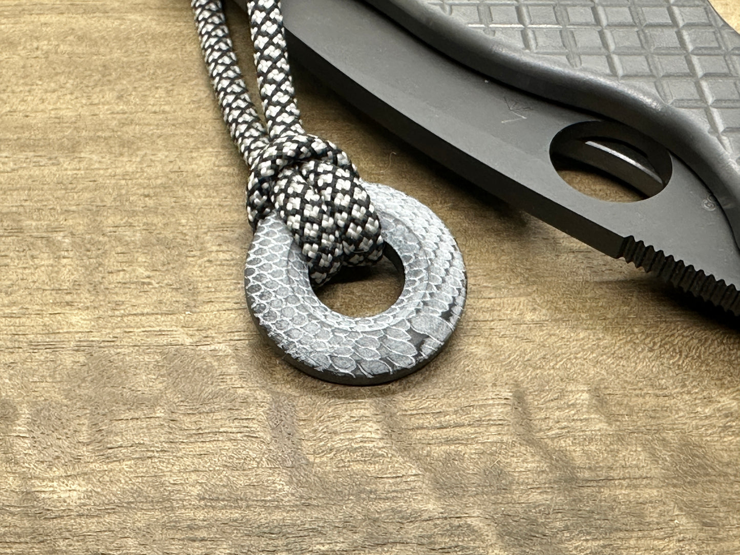 DRAGONSKIN v2 engraved black Zirconium lanyard bead Paracord bead Dog tag