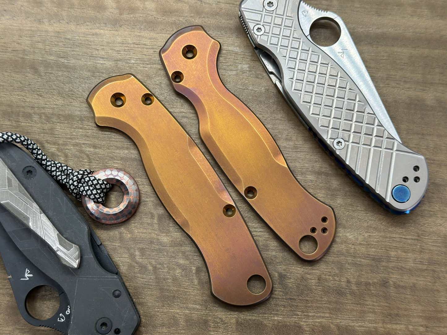 Tumbled Bronze ano Titanium scales for Spyderco Paramilitary 2 PM2