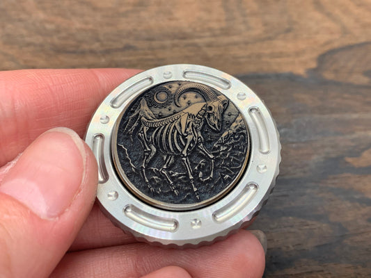 Deep engraved ARIES Zodiac Titanium Coin for Billetspin Gambit