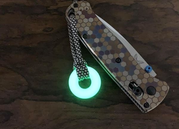AQUA TurboGlow in the Dark lanyard bead Keychain Paracord bead Dog tag