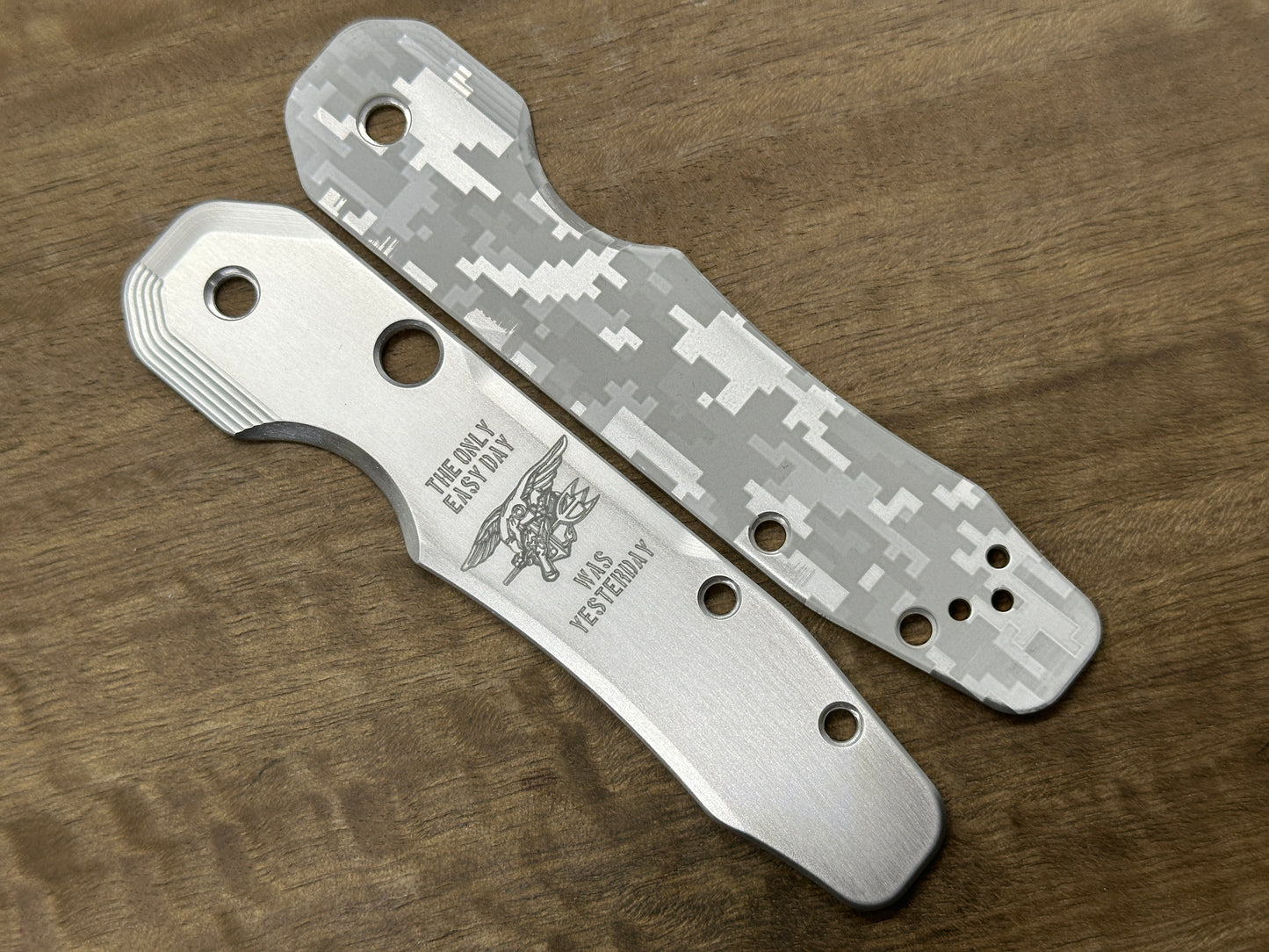 US NAVY Seals The only easy day was yesterday Aluminum Scales for Spyderco SMOCK