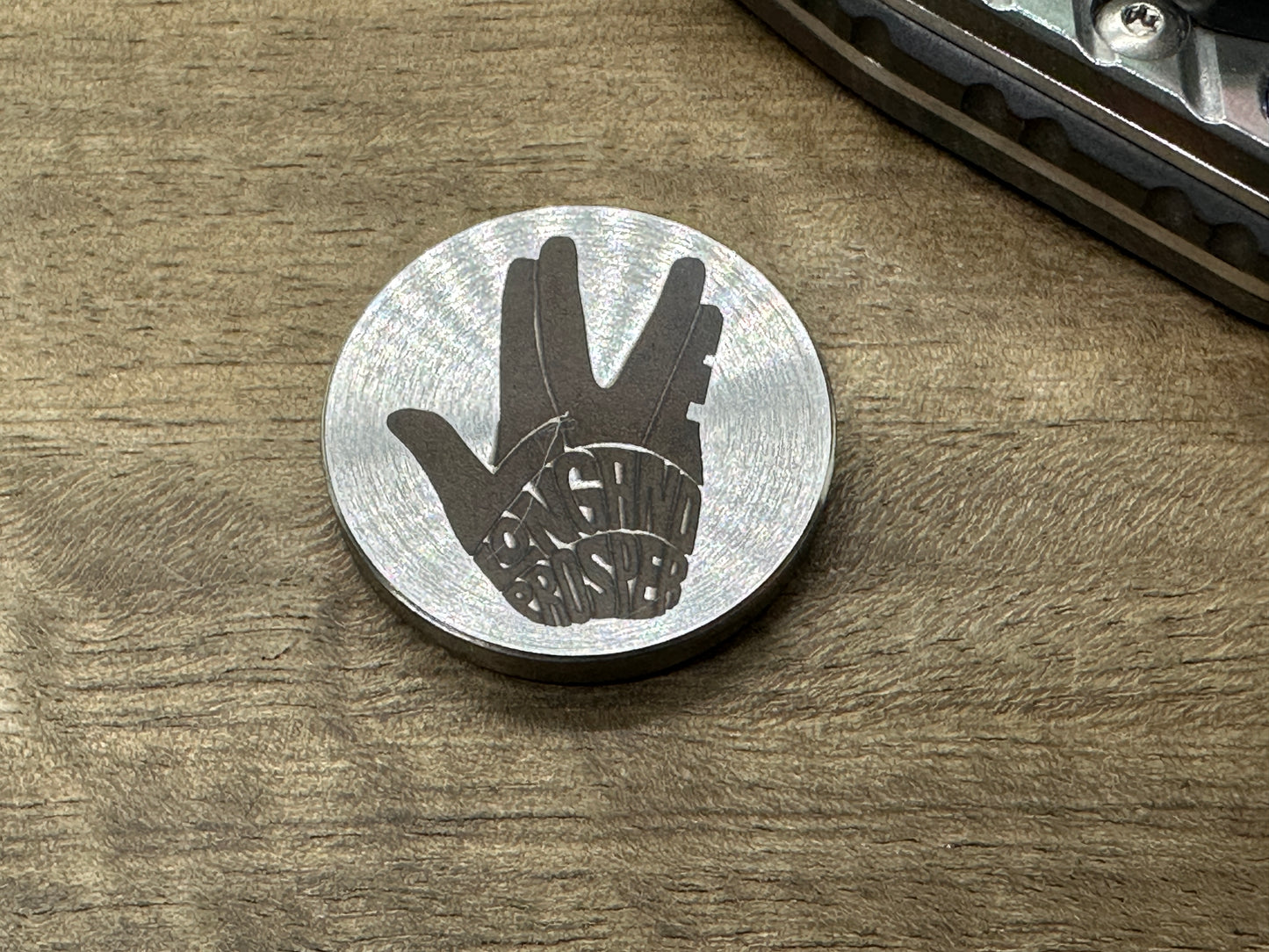 LIVE LONG and PROSPER Tungsten Coin for Billetspin Gambit