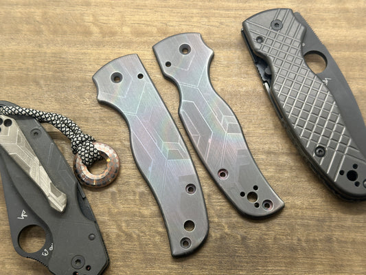 FALCON Oil Slick Brushed Zirconium Scales for SHAMAN Spyderco