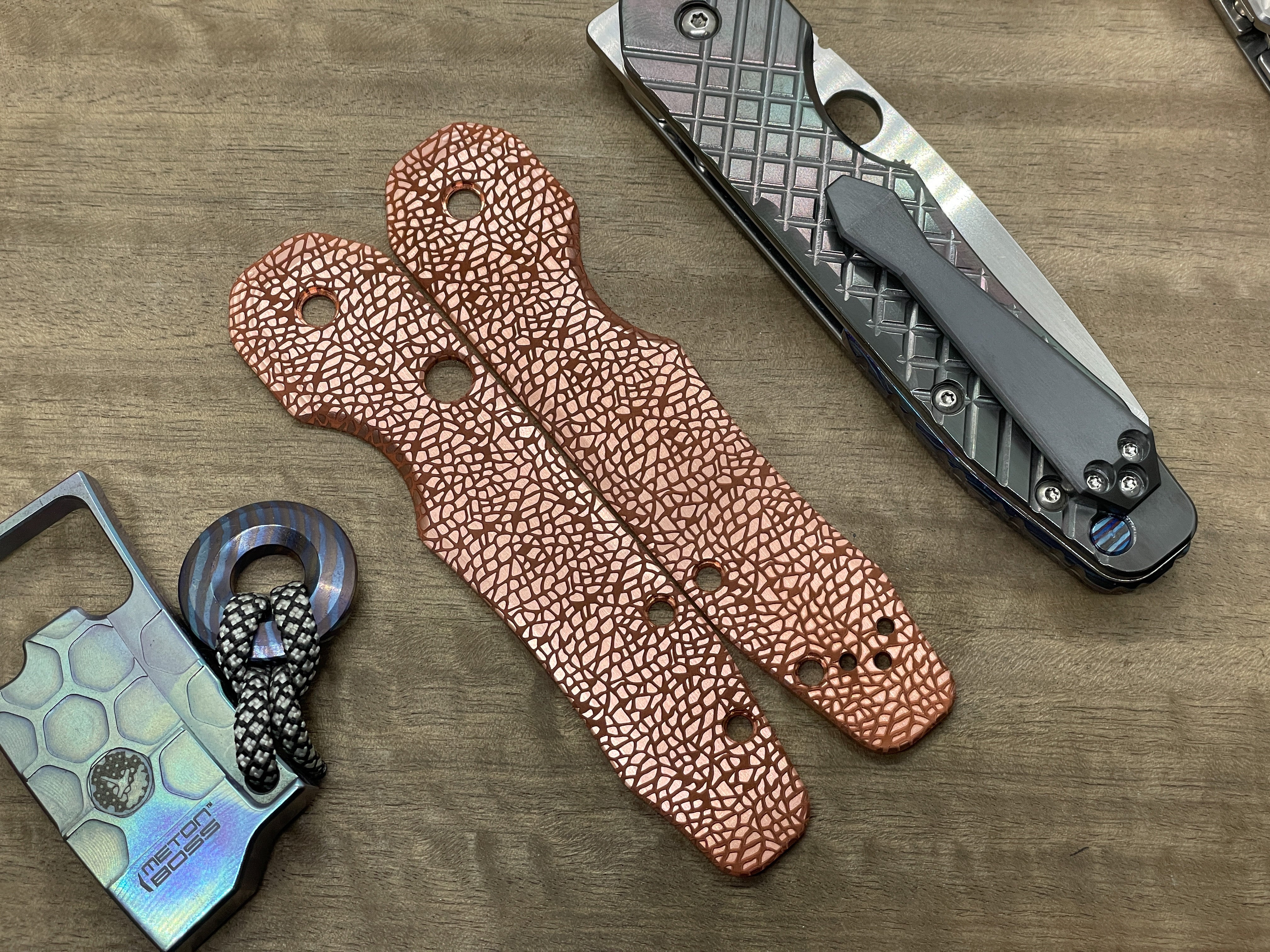 Deep BRUSHED Copper SMOCK Knife Scales Spyderco Smock scales Folding Knife scales Pocket knife EDC gear MetonBoss Every Day Carry on sale Birthday